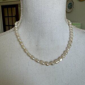 Brand New NWT J.Crew Demi-Fine White Pearl Necklace with Silver Clasp Adjustable